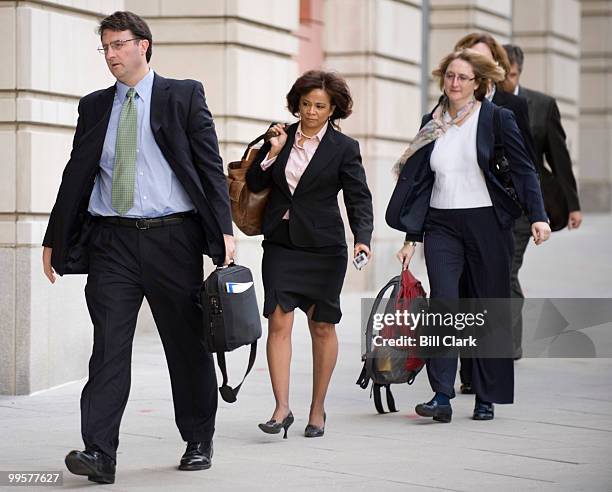 Lead prosecutor Brenda Morris, 2nd from left, and the prosecution team for the corruption trial of Sen. Ted Stevens, R-Alaska, arrive for the ongoing...