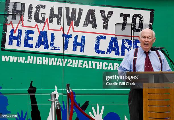 President John Sweeney speaks during a health care reform rally at the labor union headquarters in Washington on Monday afternoon, Aug. 31, 2009. The...