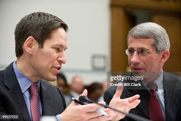 From left, Thomas Frieden, Director of Centers for Disease Control and Prevention, talks with Anthony Fauci, director of the National Institute of...