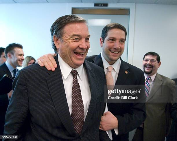 Rep. Duncan Hunter, R-Calif., left, and Rep. Timothy Ryan, D-Ohio, arrive for their news conference to renew calls for the consideration of H.R.2942,...