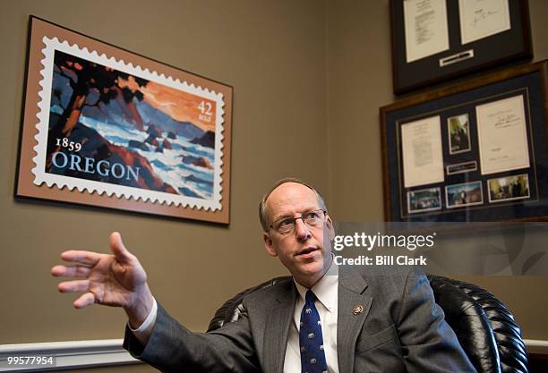 Rep. Greg Walden, R-Ore., talks with Roll Call in his Rayburn office on Wednesday, Feb. 24, 2010.