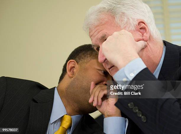 Rep. Artur Davis, D-Ala., speaks with chairman William Delahunt, D-Mass., during the HOUSE COMMITTEE TO INVESTIGATE THE VOTING IRREGULARITIES OF...