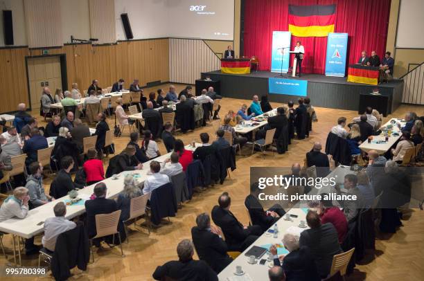 The federal deputy chairwoman of the AfD , Beatrix von Storch, speaks during the 1st German congress of the Alternative Centre of the AfD in the...