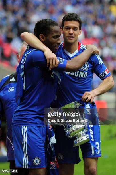 Didier Drogba and Michael Ballack of Chelsea celebrate winning the FA Cup sponsored by E.ON Final match between Chelsea and Portsmouth at Wembley...