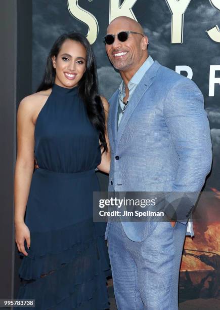 Simone Garcia Johnson and actor/producer Dwayne Johnson attend the "Skyscraper" New York premiere at AMC Loews Lincoln Square on July 10, 2018 in New...