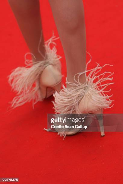Actress Frederique Bel attends the "You Will Meet A Tall Dark Stranger" Premiere at the Palais des Festivals during the 63rd Annual Cannes Film...