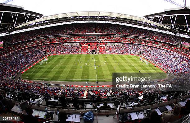 General view of the action during the FA Cup sponsored by E.ON Final match between Chelsea and Portsmouth at Wembley Stadium on May 15, 2010 in...