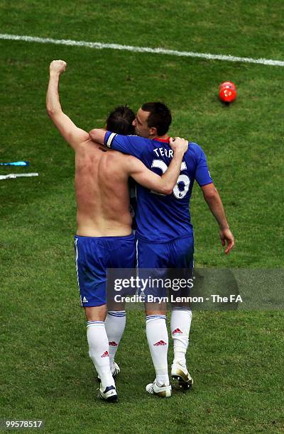 Frank Lampard and John Terry of Chelsea celebrate their team's victory in the FA Cup sponsored by E.ON Final match between Chelsea and Portsmouth at...