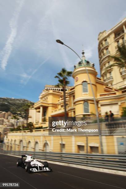 Pedro de la Rosa of Spain and BMW Sauber drives during qualifying for the Monaco Formula One Grand Prix at the Monte Carlo Circuit on May 15, 2010 in...