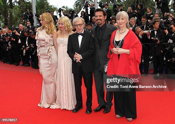 Actress Lucy Punch, actress Naomi Watts , director Woody Allen, actress actor Josh Brolin and actress Gemma Jones attend the 'You Will Meet A Tall...