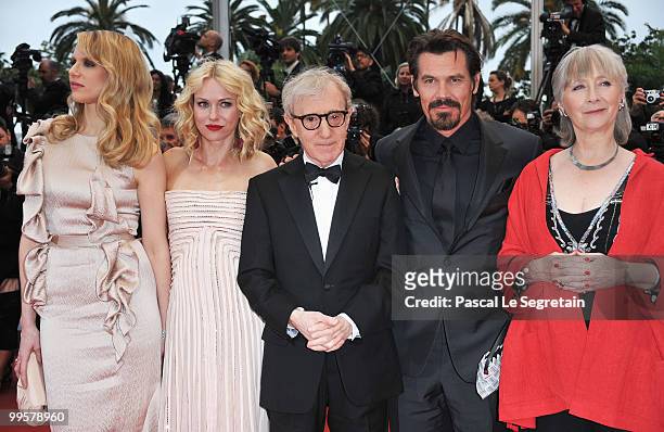 Actor Josh Brolin, director Woody Allen, actress Naomi Watts, actress Gemma Jones and actress Lucy Punch attend the "You Will Meet A Tall Dark...