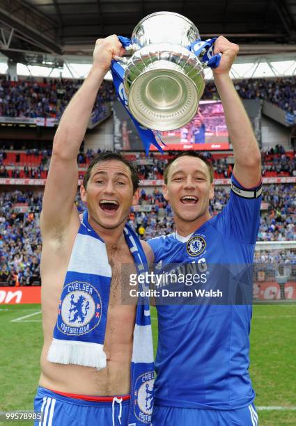 Frank Lampard and John Terry of Chelsea celebrate after winning the FA Cup sponsored by E.ON Final match between Chelsea and Portsmouth at Wembley...