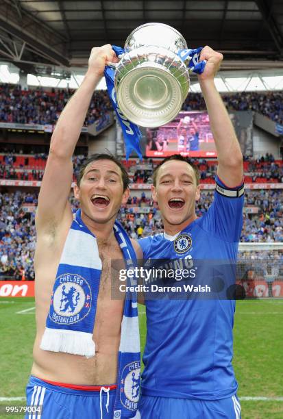 Frank Lampard and John Terry of Chelsea celebrate after winning the FA Cup sponsored by E.ON Final match between Chelsea and Portsmouth at Wembley...