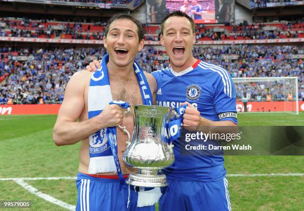 Frank Lampard and John Terry of Chelsea celebrate after winning the FA Cup sponsored by E.ON Final match between Chelsea and Portsmouth at Wembley...