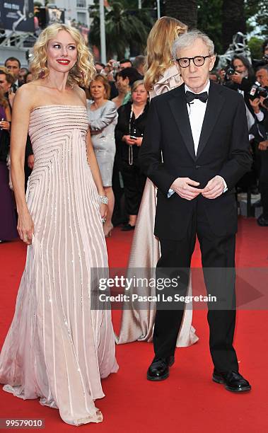 Actress Naomi Watts and director Woody Allen attend the "You Will Meet A Tall Dark Stranger" Premiere at the Palais des Festivals during the 63rd...