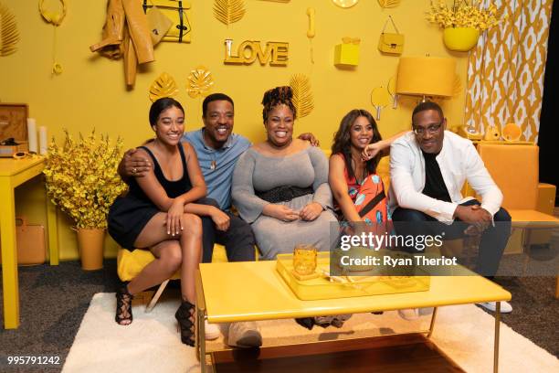 Actors Amandla Stenberg and Russel Hornsby, author Angie Thomas , actor Regina Hall and director George Tillman, Jr. During “The Hate U Give” cast...