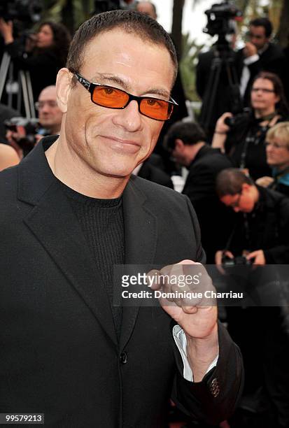 Actor Jean Claude Van Damme attends the 'You Will Meet A Tall Dark Stranger' Premiere held at the Palais des Festivals during the 63rd Annual...