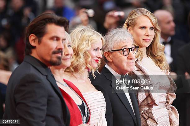 Actor Josh Brolin, director Woody Allen, actress Naomi Watts, actress Gemma Jones and actress Lucy Punch attend the "You Will Meet A Tall Dark...
