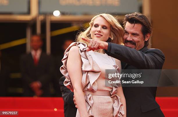 Actress Lucy Punch and actor Josh Brolin attend the "You Will Meet A Tall Dark Stranger" Premiere at the Palais des Festivals during the 63rd Annual...