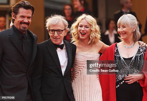 Actor Josh Brolin, director Woody Allen, actress Gemma Jones and actress Lucy Punch attend the "You Will Meet A Tall Dark Stranger" Premiere at the...