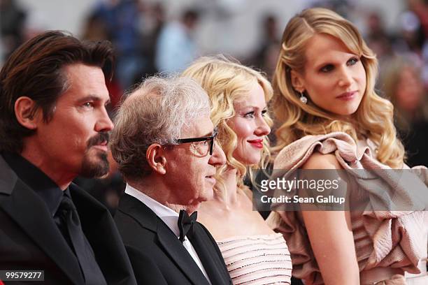 Actor Josh Brolin, director Woody Allen, actress Naomi Watts and actress Lucy Punch attend the "You Will Meet A Tall Dark Stranger" Premiere at the...