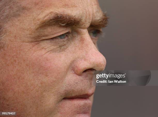 Aldershot Town manager Kevin Dillon looks on during the League Two Playoff Semi Final 1st Leg match between Aldershot Town and Rotherham United at...