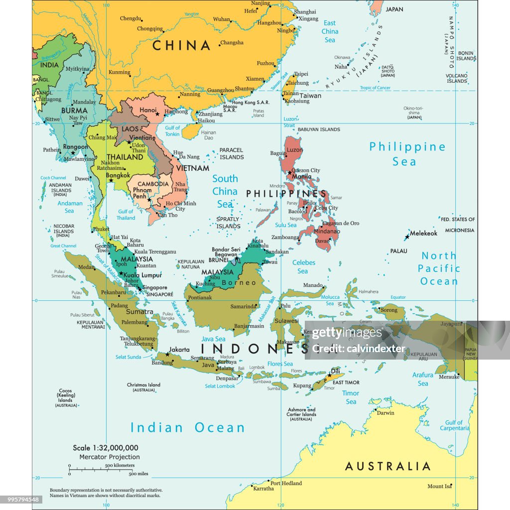 Political map of South East Asia