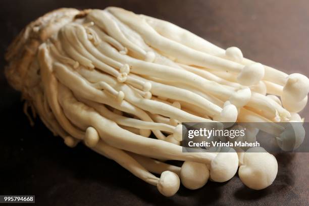 seafood mushroom - enoki mushroom stock pictures, royalty-free photos & images