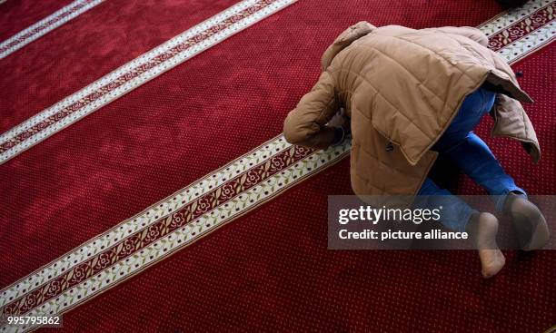 Muslim man prays at the Centrum Moschee in Hamburg, Germany, 03 October 2017. Mosques across Germany opened their doors for the nationwide "Tag der...