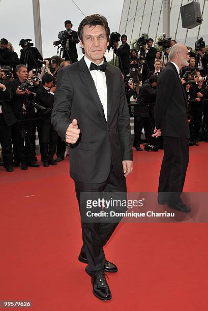 Singer Marc Lavoine attends the 'You Will Meet A Tall Dark Stranger' Premiere held at the Palais des Festivals during the 63rd Annual International...