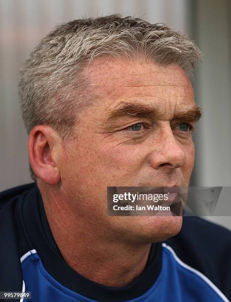 Aldershot Town manager Kevin Dillon looks on during the League Two Playoff Semi Final 1st Leg match between Aldershot Town and Rotherham United at...