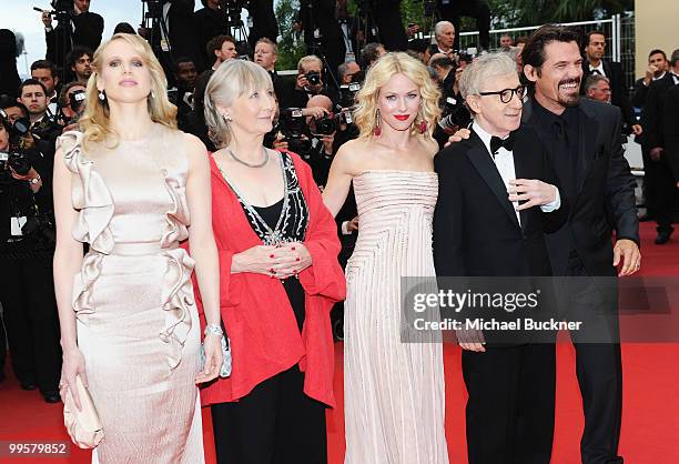 Actress Lucy Punch, Actor Josh Brolin, director Woody Allen, actress Naomi Watts, actress Gemma Jones and Cannes Film Festival President Gilles Jacob...