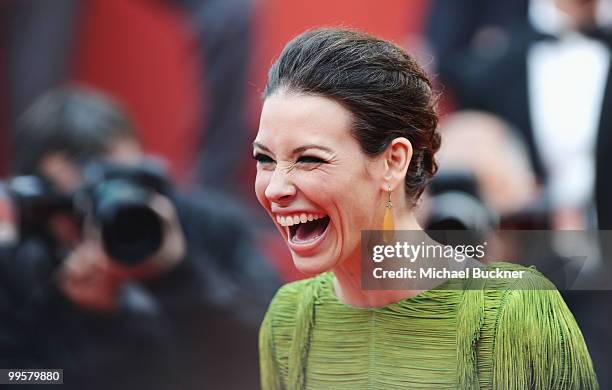 Actress Evangeline Lilly attends the "You Will Meet A Tall Dark Stranger" Premiere at the Palais des Festivals during the 63rd Annual Cannes Film...