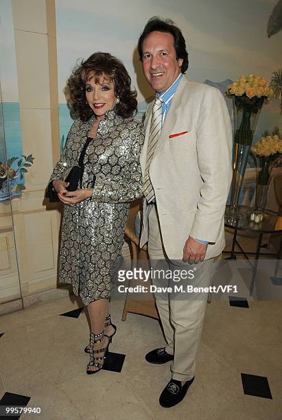 Actress Joan Collins and Percy Gibson attends the Vanity Fair and Gucci Party Honoring Martin Scorsese during the 63rd Annual Cannes Film Festival at...