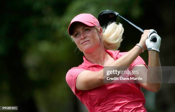 Suzann Pettersen of Norway hits her drive from the third tee during third round play in the Bell Micro LPGA Classic at the Magnolia Grove Golf Course...