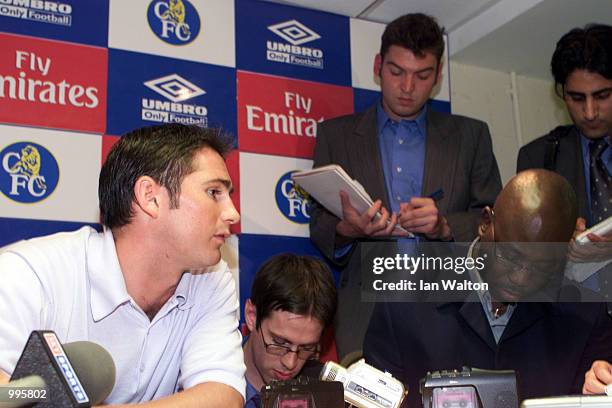 Frank Lampard during his signing to Chelsea FC at Stamford Bridge, London. Digital Image. Mandatory Credit: Ian Walton/ALLSPORT