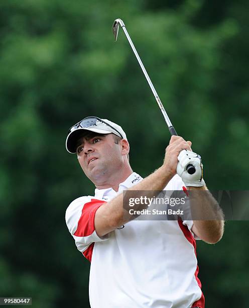 Ryan Armour hits from the ninth tee box during the third round of the BMW Charity Pro-Am at the Thornblade Club held on May 15, 2010 in Greer, South...