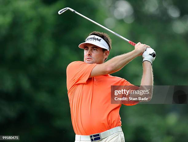 Jason Enloe hits from the ninth tee box during the third round of the BMW Charity Pro-Am at the Thornblade Club held on May 15, 2010 in Greer, South...