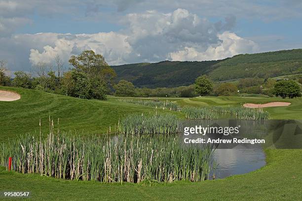 General view of the par 4, fifth hole on the Twenty Ten Ryder Cup Course at The Celtic Manor Resort on May 14, 2010 in Newport, Wales.