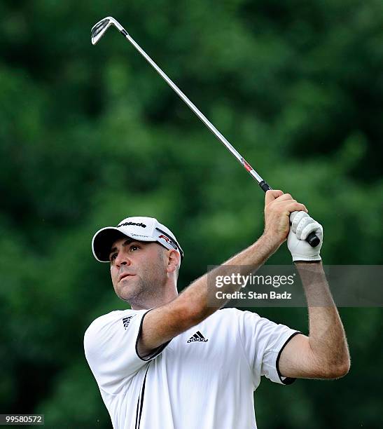 Jess Daley hits from the ninth tee box during the third round of the BMW Charity Pro-Am at the Thornblade Club held on May 15, 2010 in Greer, South...