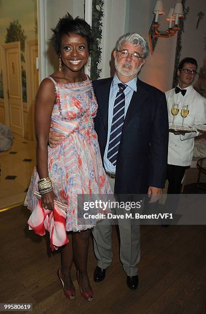 Mellody Hobson and director George Lucas attend the Vanity Fair and Gucci Party Honoring Martin Scorsese during the 63rd Annual Cannes Film Festival...