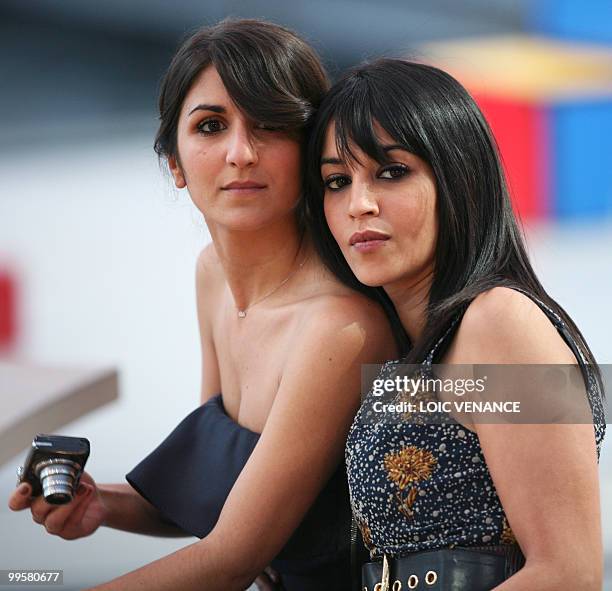 French actress Geraldine Nakache and Leila Bekhti attend Canal Plus TV program "Le Grand Journal" on May 15, 2010 in Cannes, at the 63rd Cannes Film...