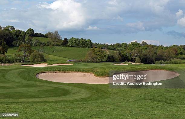 General view of the par 4, eighth hole on the Twenty Ten Ryder Cup Course at The Celtic Manor Resort on May 14, 2010 in Newport, Wales.