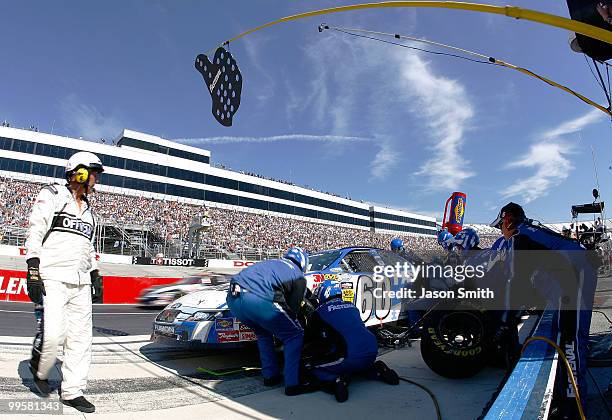 Carl Edwards, driver of the Fastenal Ford, pits during the NASCAR Nationwide Series Heluva Good! 200 at Dover International Speedway on May 15, 2010...