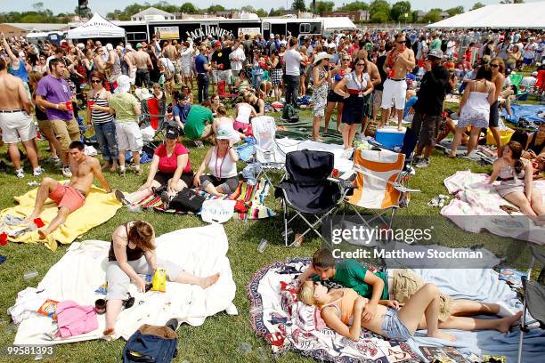 Race fans in the infield before the 135th Preakness Stakes at Pimlico Race Course on May 15, 2010 in Baltimore, Maryland.