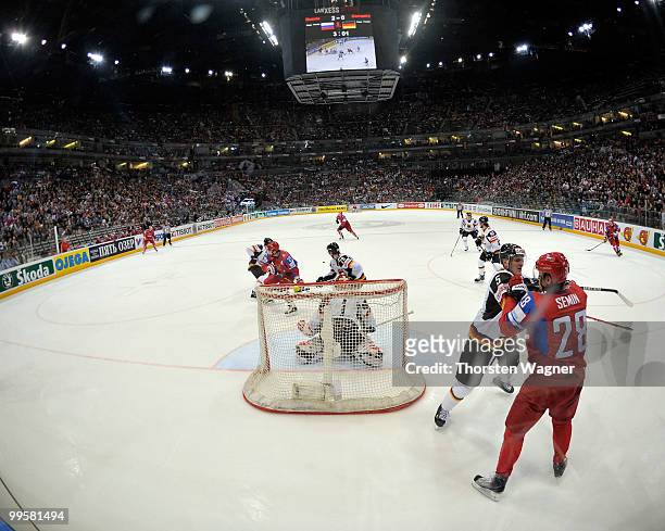 General view to the Arena pictured during the IIHF World Championship qualification round match between Russia and Germany at Lanxess Arena on May...