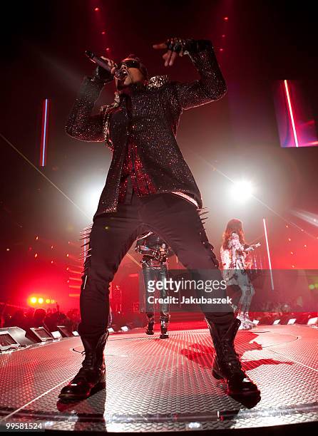 Singer Will.i.am of the US-American hip-hop band Black Eyed Peas performs live during a concert at the O2 World on May 15, 2010 in Berlin, Germany....