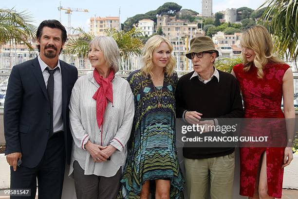 Actor Josh Brolin, British actress Gemma Jones, British-born Australian Naomi Watts, US director Woody Allen and British actress Lucy Punch pose...