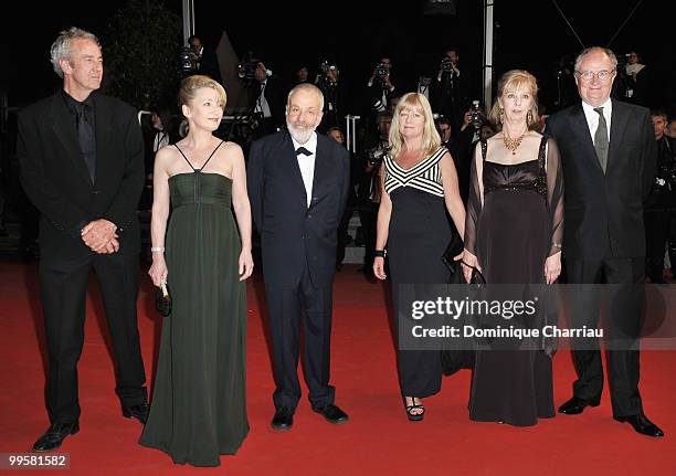 Cinematographer Dick Pope, actress Lesley Manville, director Mike Leigh, producer Georgina Lowe, actress Ruth Sheen and actor Jim Broadbent attend...