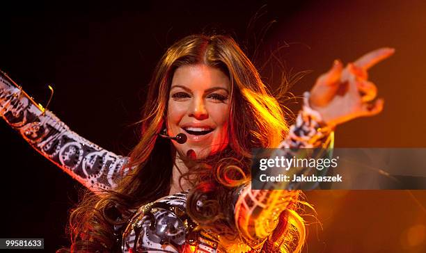 American singer Fergie of the US-American hip-hop band Black Eyed Peas performs live during a concert at the O2 World on May 15, 2010 in Berlin,...